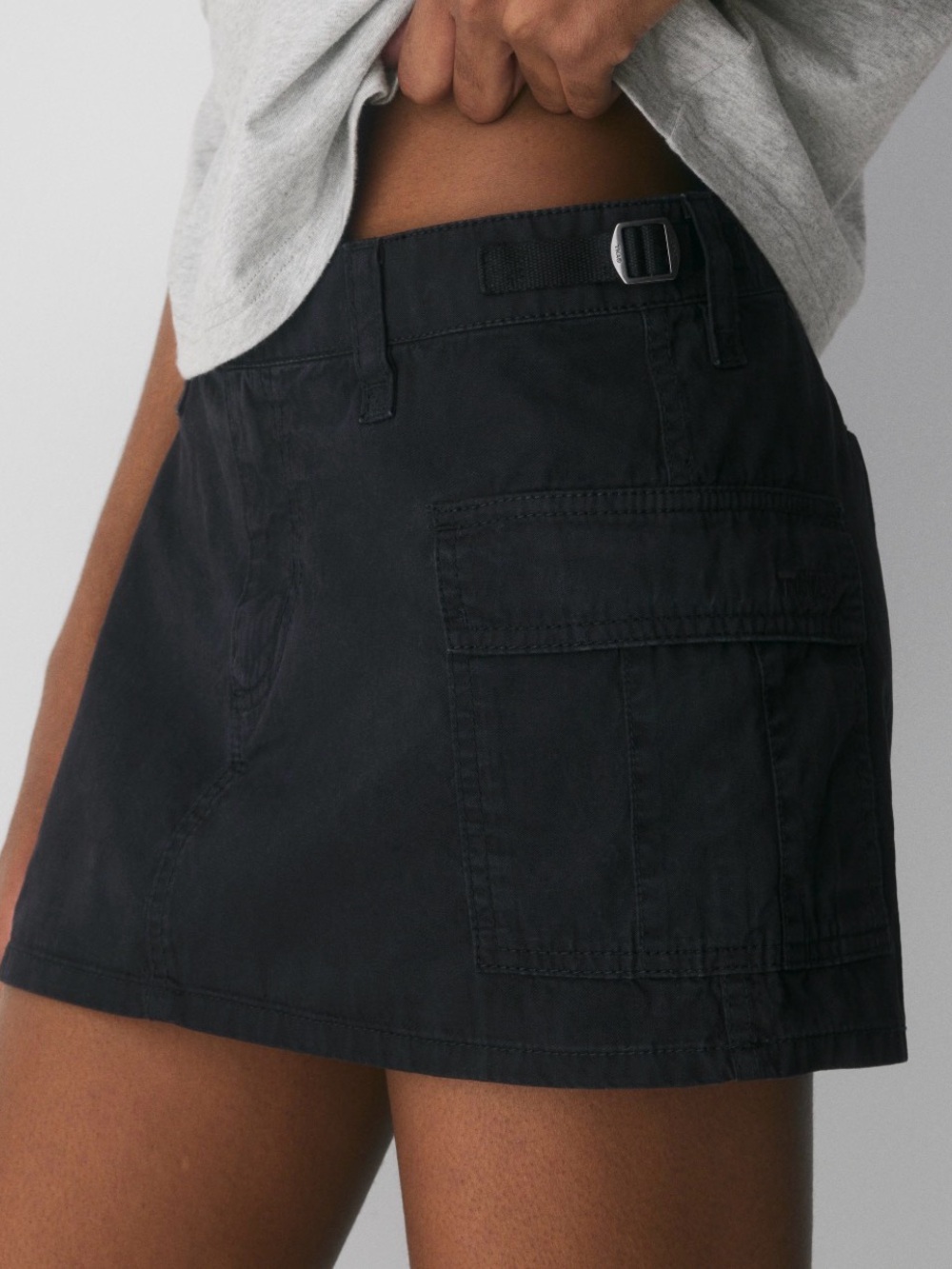Aritzia Black Cargo Micro Skirt with Buckle Detail